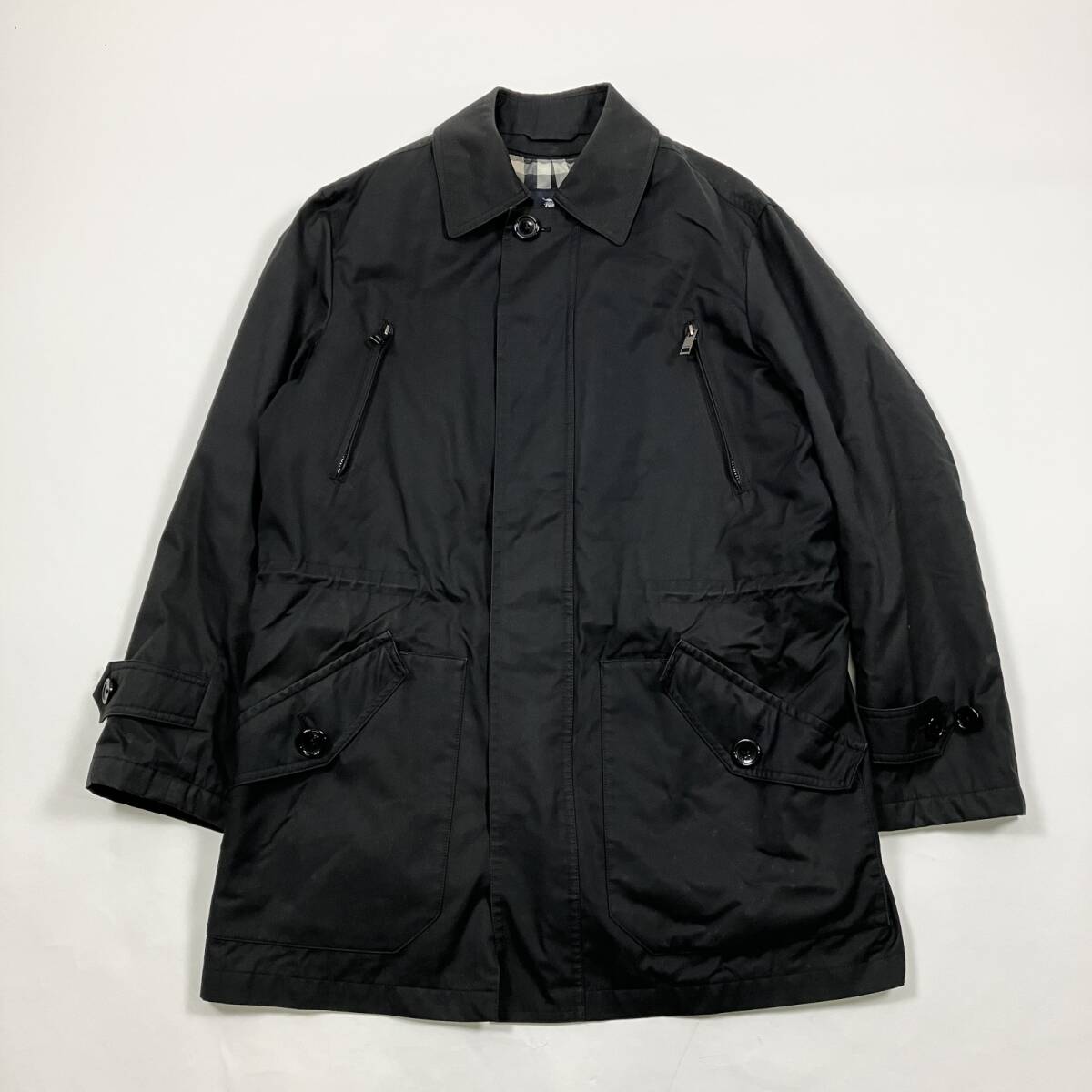 ★ BURBERRY バーバリー ステンカラーコート ノバチェック ダウンライナー付き アウター ブランド服 日本製 ブラック L メンズ拍卖