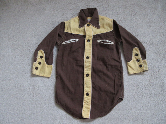 USA製 ビンテージ 40S 50S ベビー KIDS コットン ウエスタンシャツ VINTAGE アメカジ古着 ロカビリー ツートン 単色 後付 ディスプレイ拍卖