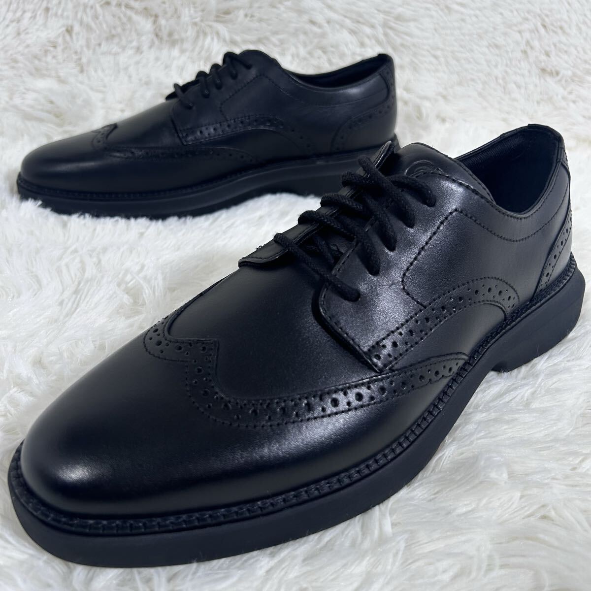 【未使用】COLE HAAN コールハーン C41554 ビジネスシューズ ドレススニーカー ウィングチップ US8(25.5㎝) ブラック 革靴 軽量 牛革レザー拍卖