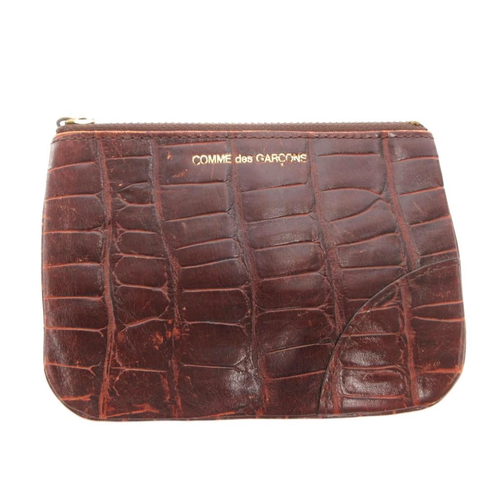 コムデギャルソン COMME des GARCONS 小銭入れ ウォレット コインケース 型押し クロコ レザー ロゴ 茶 ブラウン /FF ■GY11 レディース拍卖