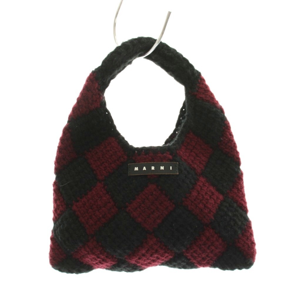 マルニ MARNI ハンドバッグ ダイアモンド クロシェ編み ニット 黒 ボルドー /YM ■MU キッズ拍卖