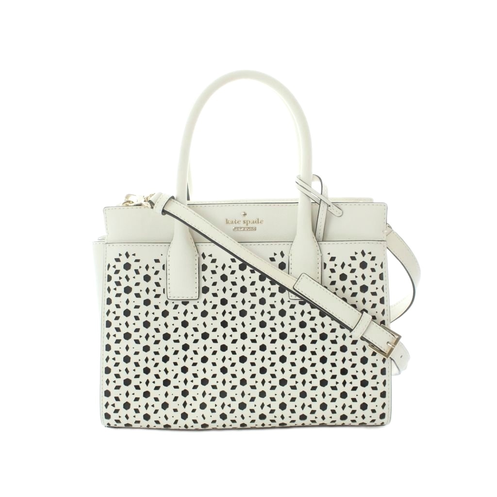 ケイトスペード KATE SPADE 2WAYバッグ ハンド ショルダー 白 ホワイト パンチング加工 トップハンドル /RI ■OS レディース拍卖