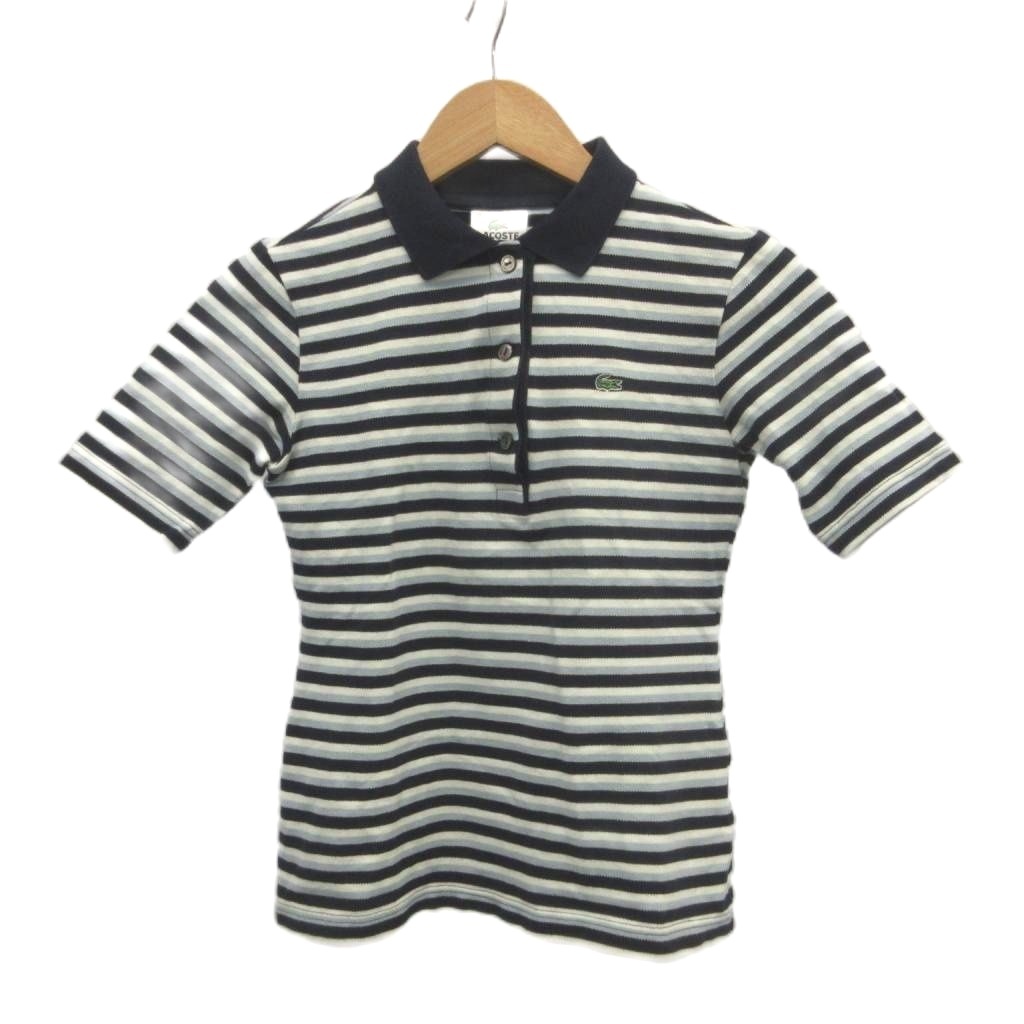 ラコステ LACOSTE ポロシャツ 38 マルチカラー ストライプ柄 襟付き 半袖 ECA003 /KV ■ECA003 レディース拍卖