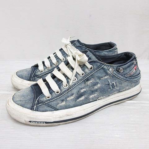ディーゼル DIESEL ダメージ デニム スニーカー シューズ 24cm インディゴ Y00637 ローカット 靴 ☆AA★ レディース拍卖