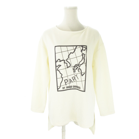 ジュンコシマダパート2 JUNKO SHIMADA part2 カットソー M 白 ホワイト ラウンドネック 長袖 ロゴプリント /AO13 ■ECD001 レディース拍卖