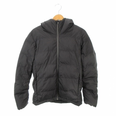 ユニクロ UNIQLO ダウンジャケット 上着 S 黒 ブラック 無地 フード付き ジップアップ 長袖 /MN3 ■GY99 メンズ拍卖