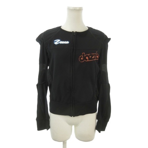 ズッカ zucca ジャケット 上着 M 黒 ブラック 長袖 ロゴプリント メッシュ切り替え ZU41JC144 /MN9 ■ECE004 レディース拍卖