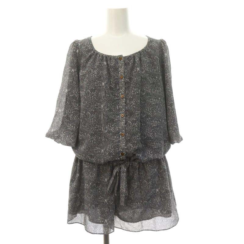 リッチ rich ハート総柄 オールインワン サロペット ショートパンツ 七分袖 S グレー /AT ■OS ■SH レディース拍卖