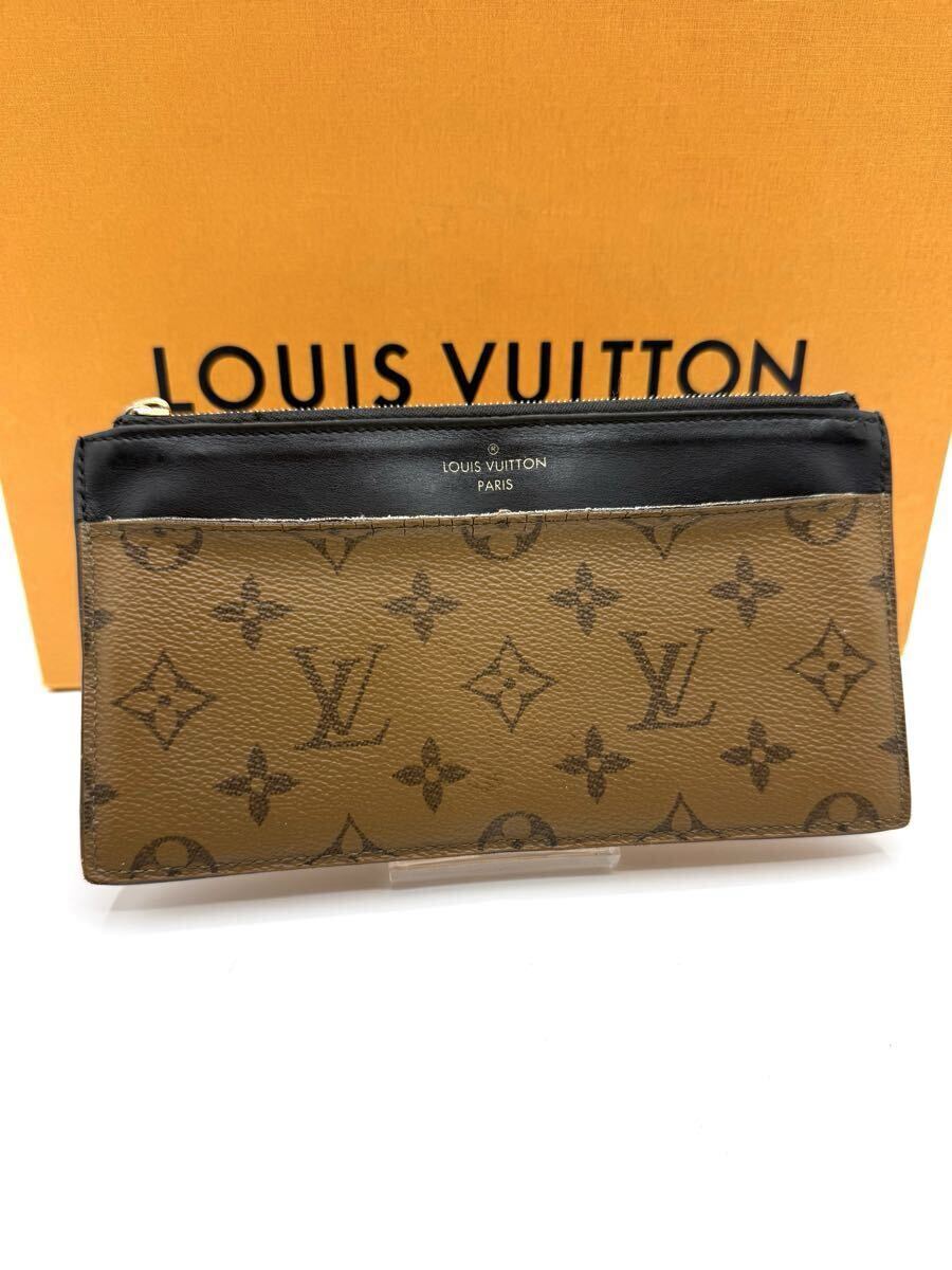 ルイヴィトン/LOUIS VUITTON モノグラム リバース スリム パース M80390 財布 カードケース RFID不良 ファスナー コインケース ウォレット拍卖
