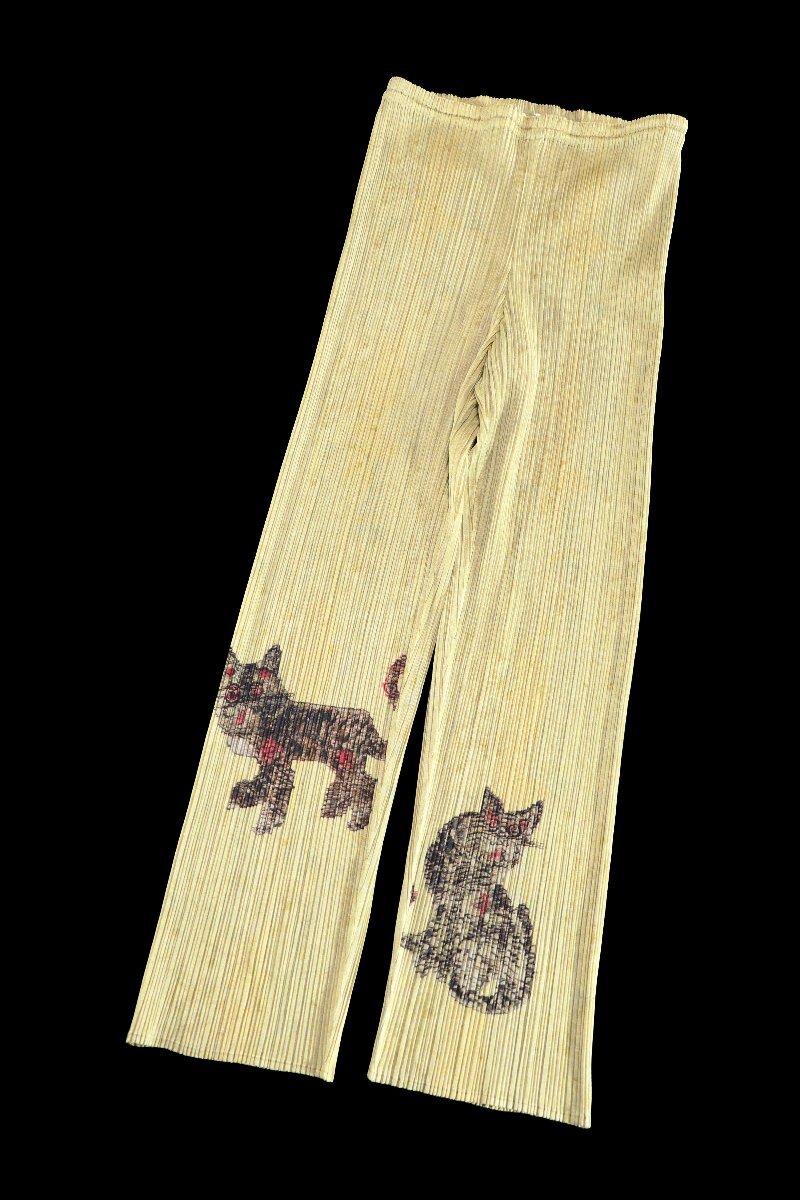 ☆超希少!!美品☆プリーツプリーズ/イッセイミヤケ/1998年製Tiger Cat Korean Folk Artパンツ:xa387拍卖