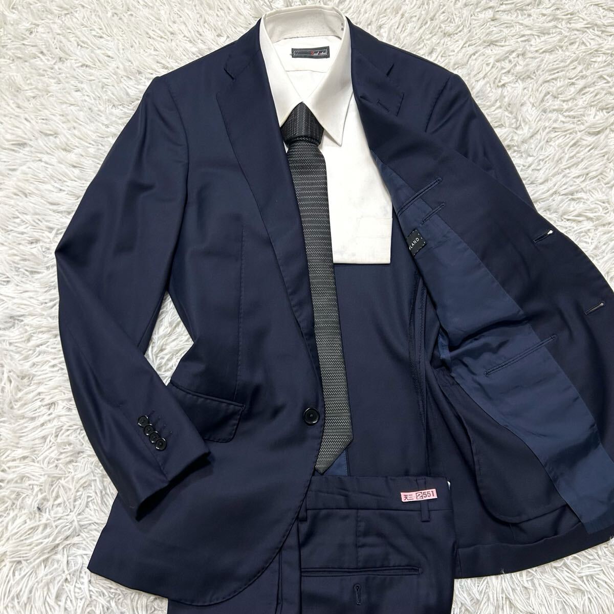 美品!!!トゥモローランド カノニコ【溢れる艶感】TOMORROWLAND スーツ セットアップ ジャケット ネイビー S〜M位拍卖
