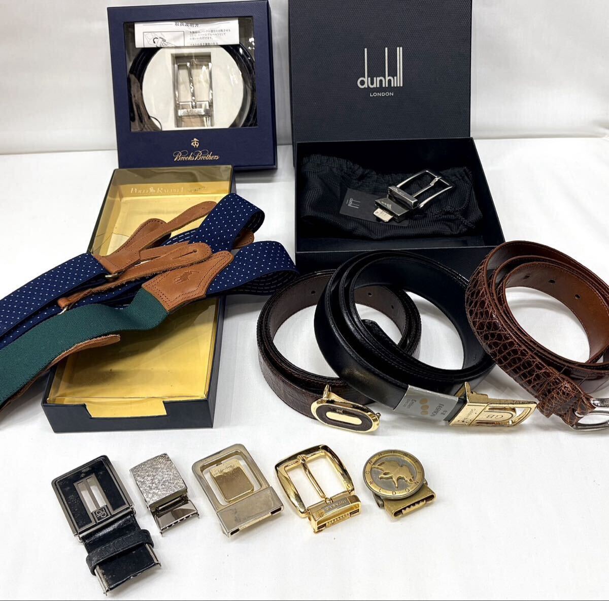 【中古】dunhill Polo Ralph Lauren ダンヒル ラルフローレン ベルトバックル サスペンダー まとめ11点拍卖