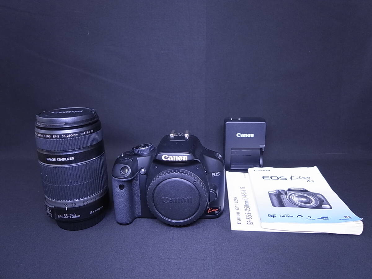 ★☆ショット数1068 Canon キヤノン EOS Kiss X2 レンズEF-S 55-250mm 1:4-5.6 デジタル一眼レフ レンズ交換式デジタルカメラ☆★拍卖