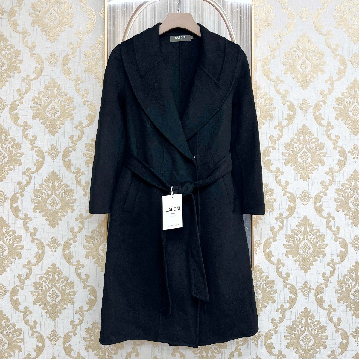高級EU製◆Uaboni*Paris*ロングコート*ユアボニ*パリ発◆カシミヤ100% 柔らかい カジュアル アウター テーラードジャケット M/46拍卖