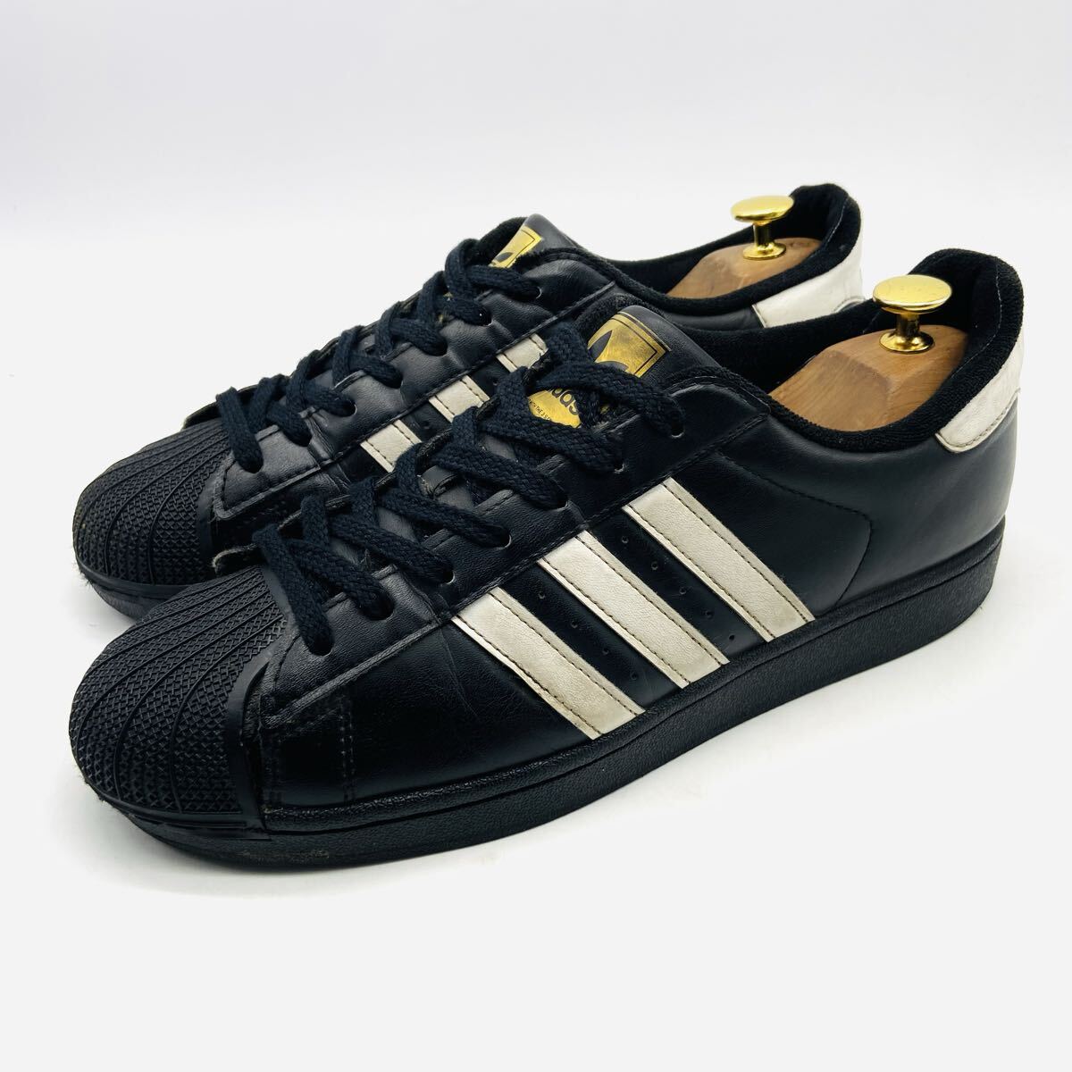 【アディダス/スーパースター TD/金ベロ】高級レザースニーカー!ブラック×ホワイト/27.5cm/衝撃プライス!ABC-MART限定モデル!4/11拍卖