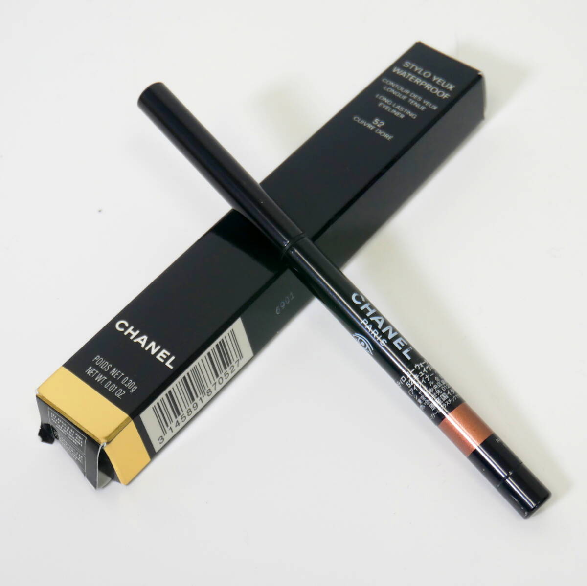 ▼送料210円(IR804-H160) CHANEL シャネル スティロ ユー ウォータープルーフ N 52 キュイヴル ドレ アイライナーペンシル 化粧品 箱付き拍卖
