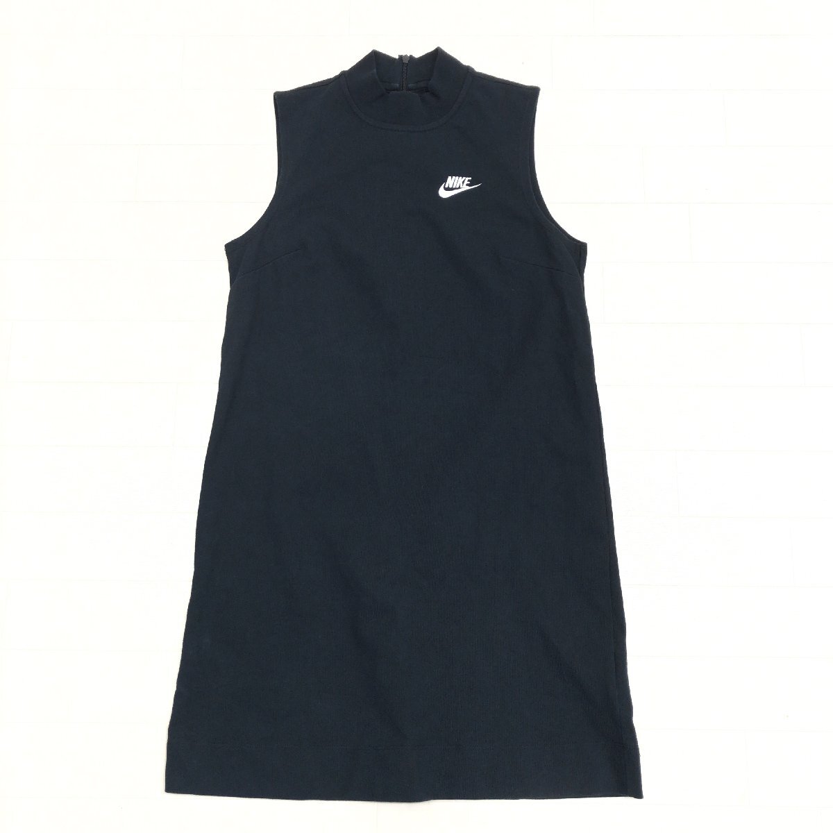 NIKE ナイキ 定価7,150円 モックネック スウェット ワンピース S 黒 ブラック ノースリーブ ミディ丈 チュニック スポーツ レディース拍卖