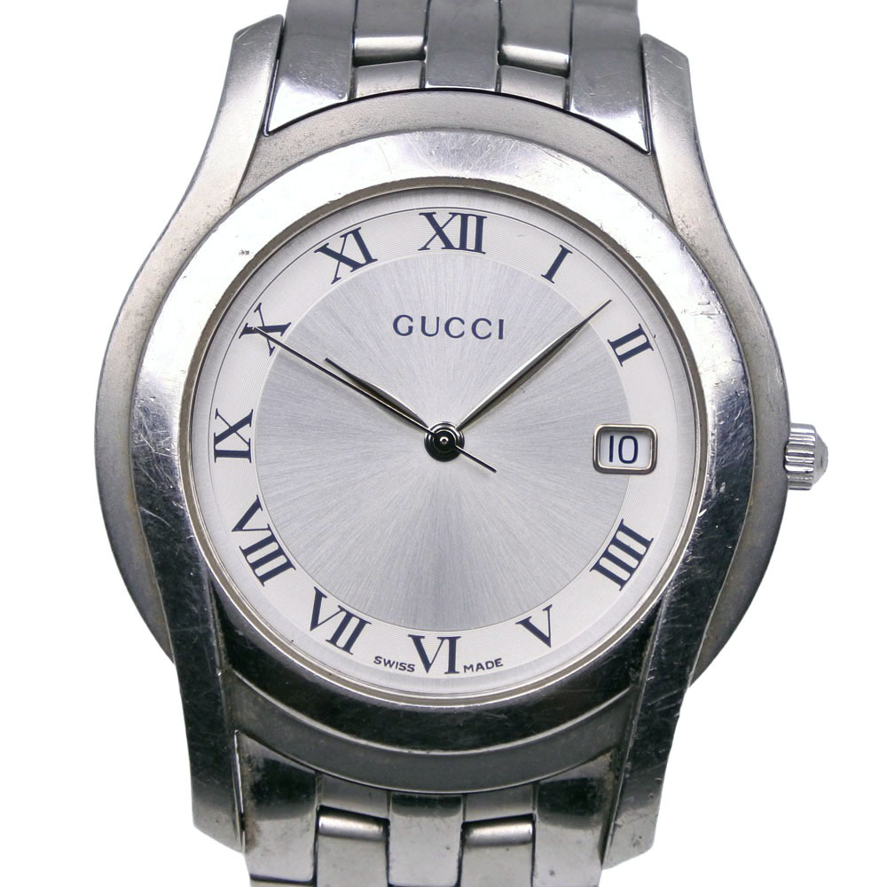 GUCCI グッチ Gクラス 5500M 腕時計 SS シルバー クオーツ アナログ表示 メンズ シルバー文字盤【M180725001】中古拍卖