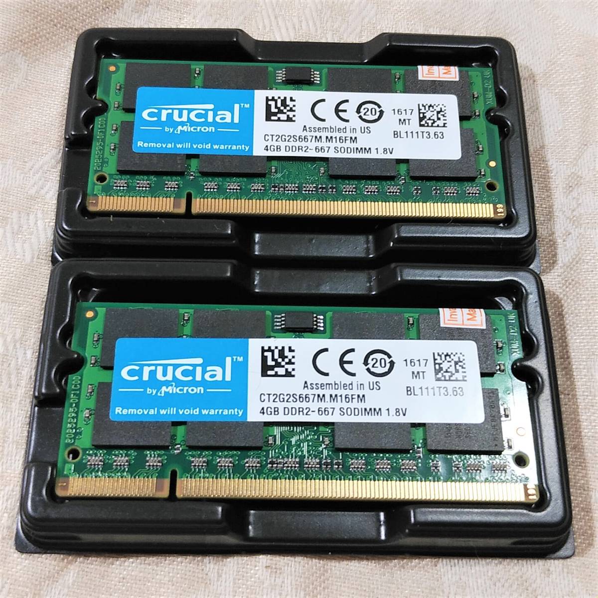 新品 ノートPC用メモリ Crucial クルーシャル PC2-5300S DDR2-667MHz 4GB×2枚セット 計8GB 送料無料拍卖