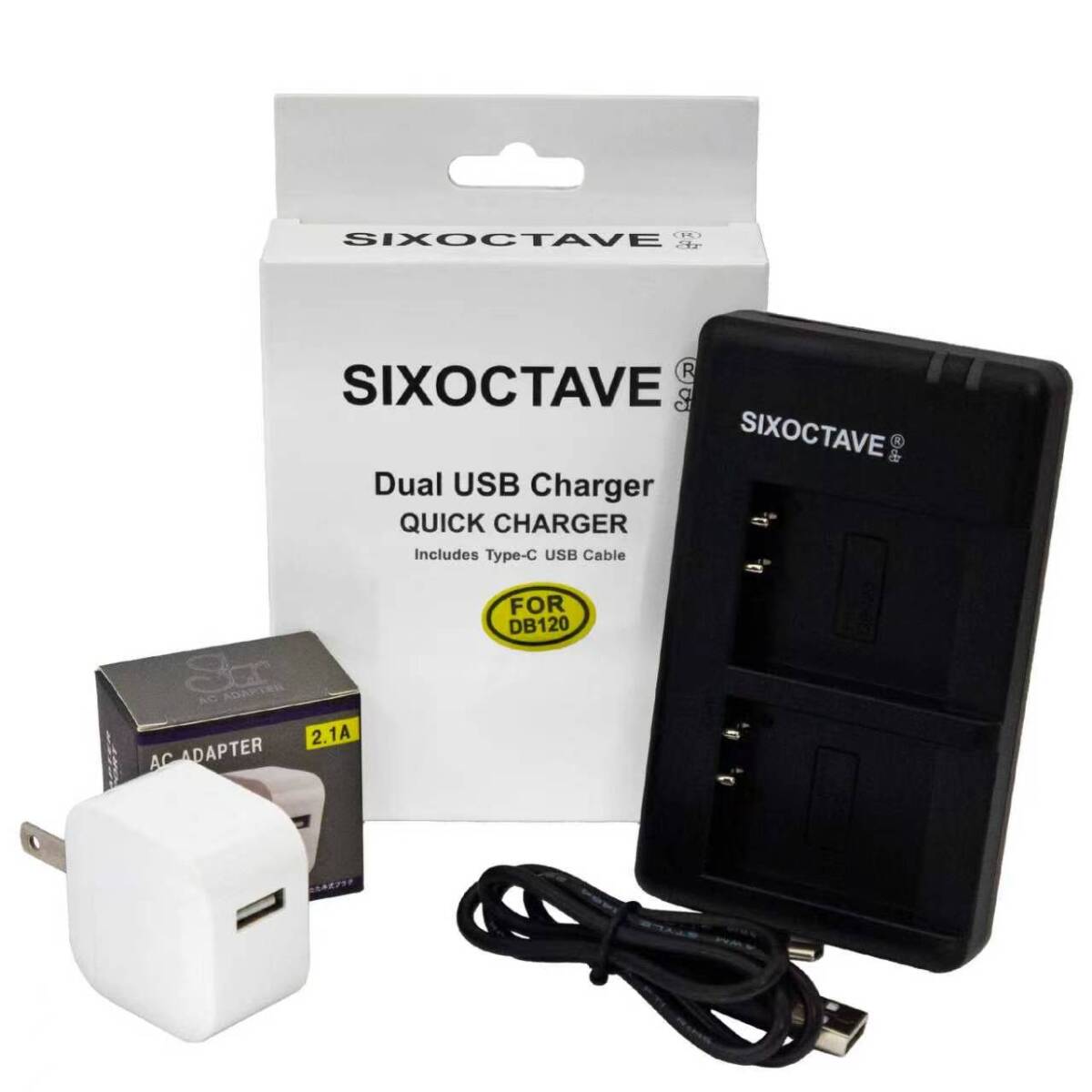 【互換品】充電器 DB-120 リコー GR IV用バッテリー 対応 2個同時充電可能 USB充電器 ACアダプター付属拍卖