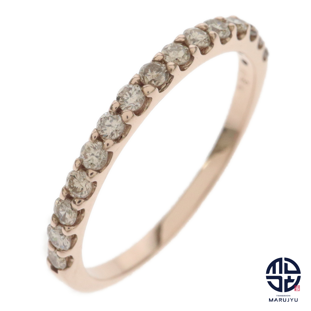 K18PG 18金ピンクゴールド ダイヤ0.30ct ハーフエタニティ リング 指輪 ジュエリー アクセサリー 約11号拍卖