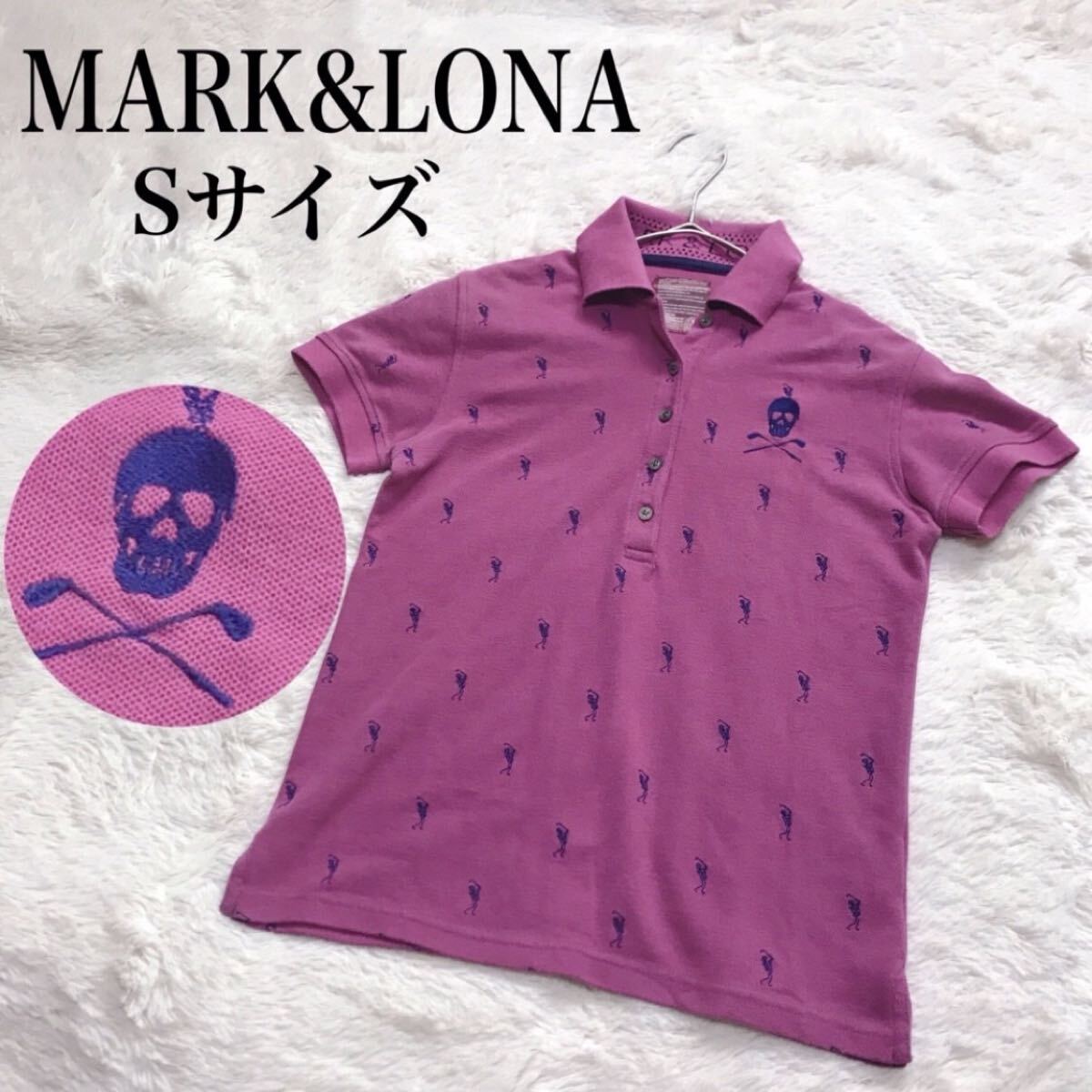 MARK&LONA マークアンドロナ 全面スカル刺繍 ポロシャツ シャツ ピンク拍卖