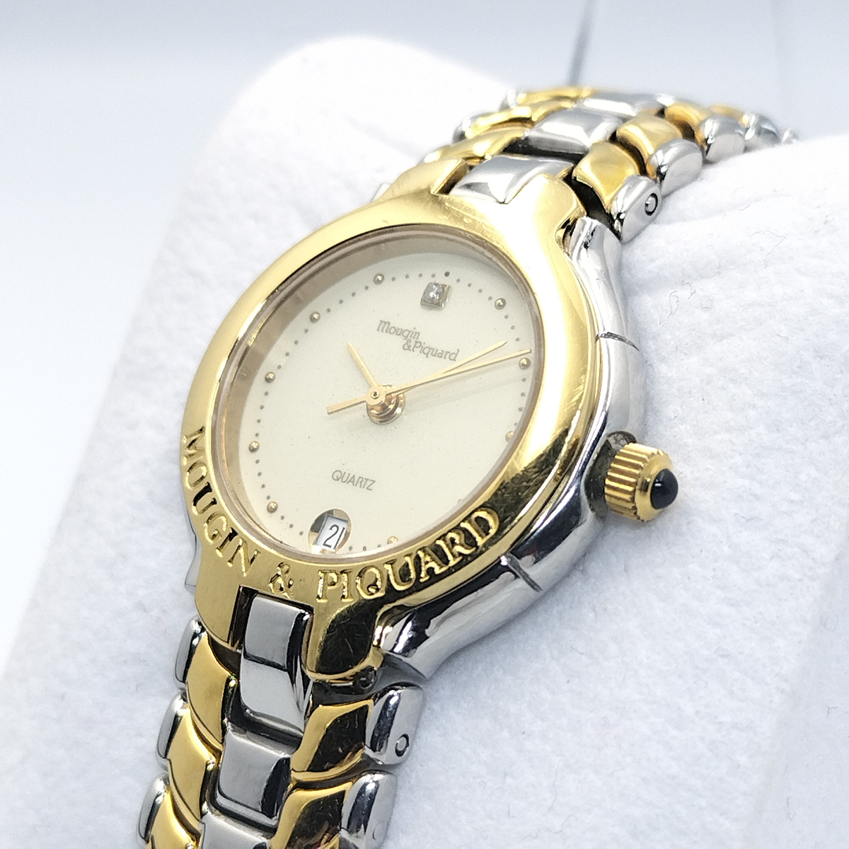 動作未確認 美品 送料無料 Mougin & Piquard ムージェピカル 腕時計 クォーツ レディース ゴールド ダイヤモンド おしゃれ スイス製 T244拍卖