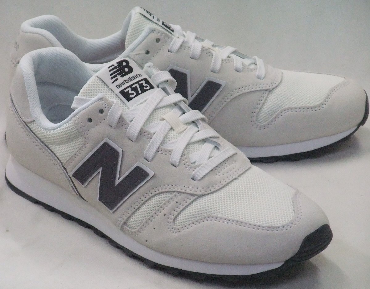 送料無料 new balance ニューバランス M373 9VC クラシックランニングシューズ ホワイト/グレー 24.5cm Dワイズ ライフスタイル スニーカー拍卖