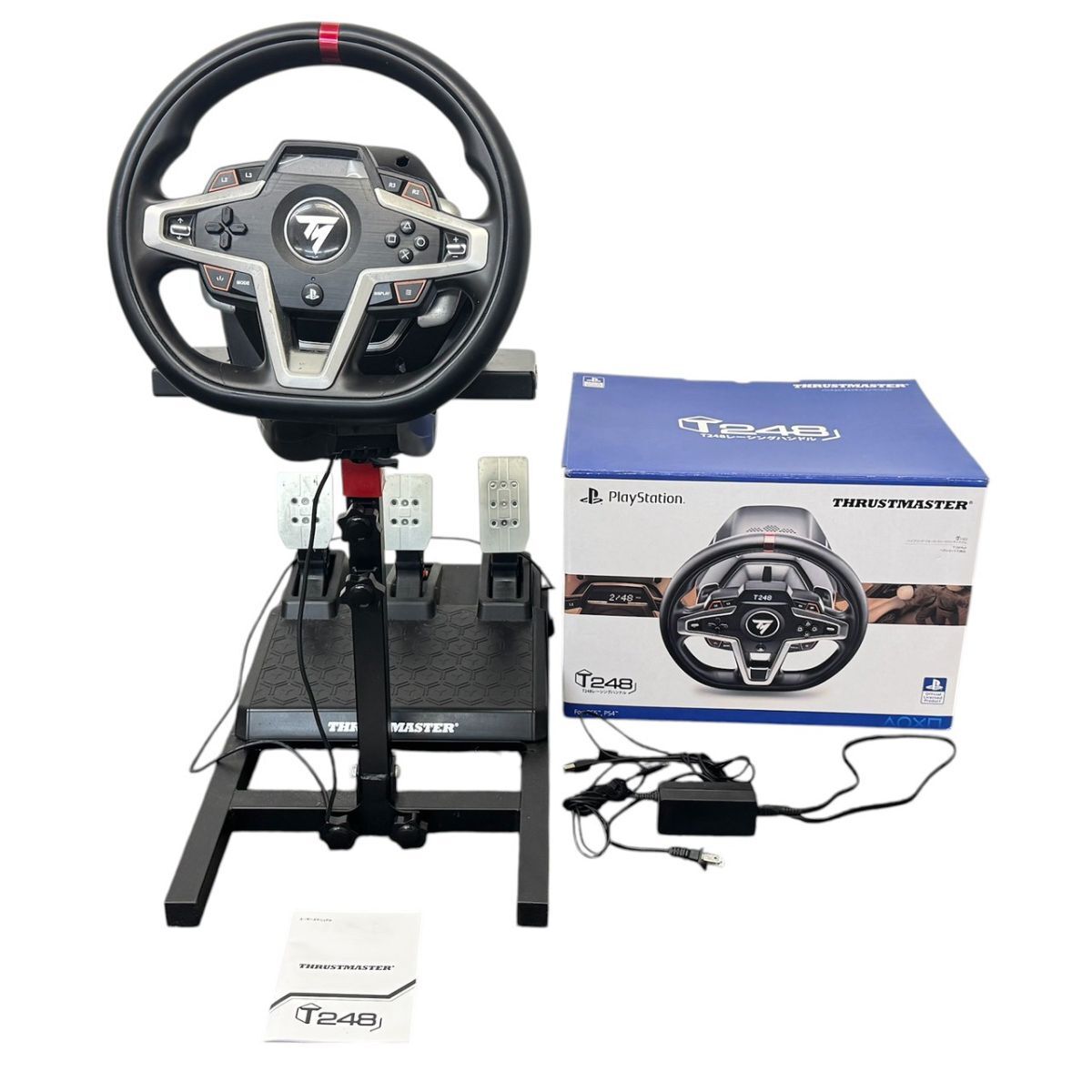 R429-K32-6891 PlayStation Thrustmaster スラストマスター レーシングハンドル T248 ペダル T3PM ハンドルコントローラー 箱付き KA拍卖