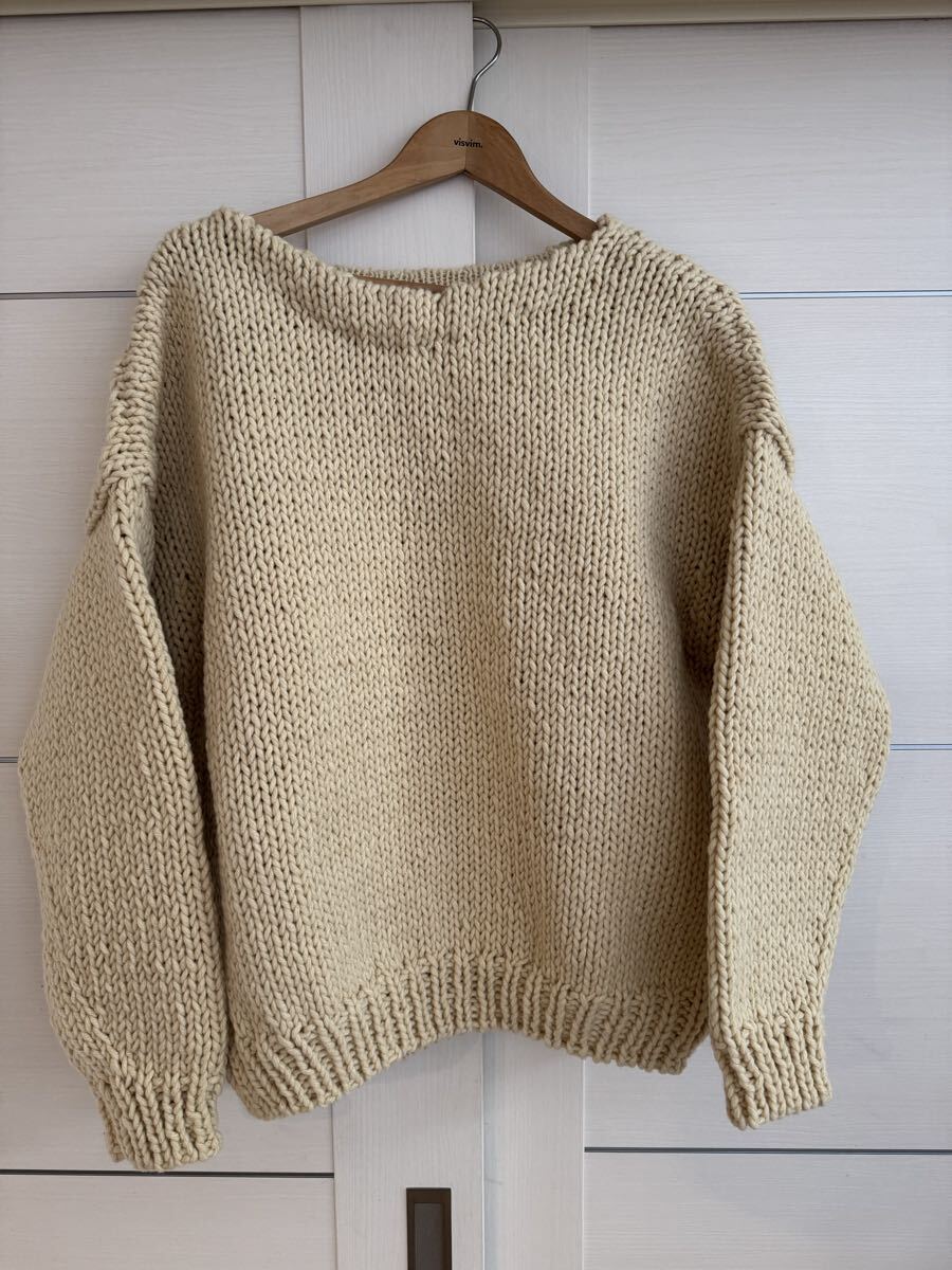 【極美品】visvim 22AW AMPLUS BOATNECK HAND KNIT size3 0122205012002 アンプラスボートネックハンドニットセーターベージュ生成り拍卖