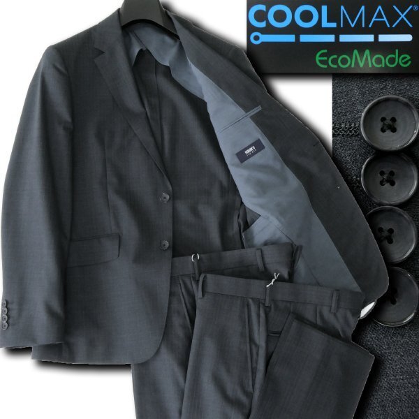 新品 パーソンズフォーメン 春夏 COOLMAX トロピカルウール 2パンツ スーツ YA5(細身M) 濃灰 【J45563】 PERSON'S FOR MEN セットアップ拍卖