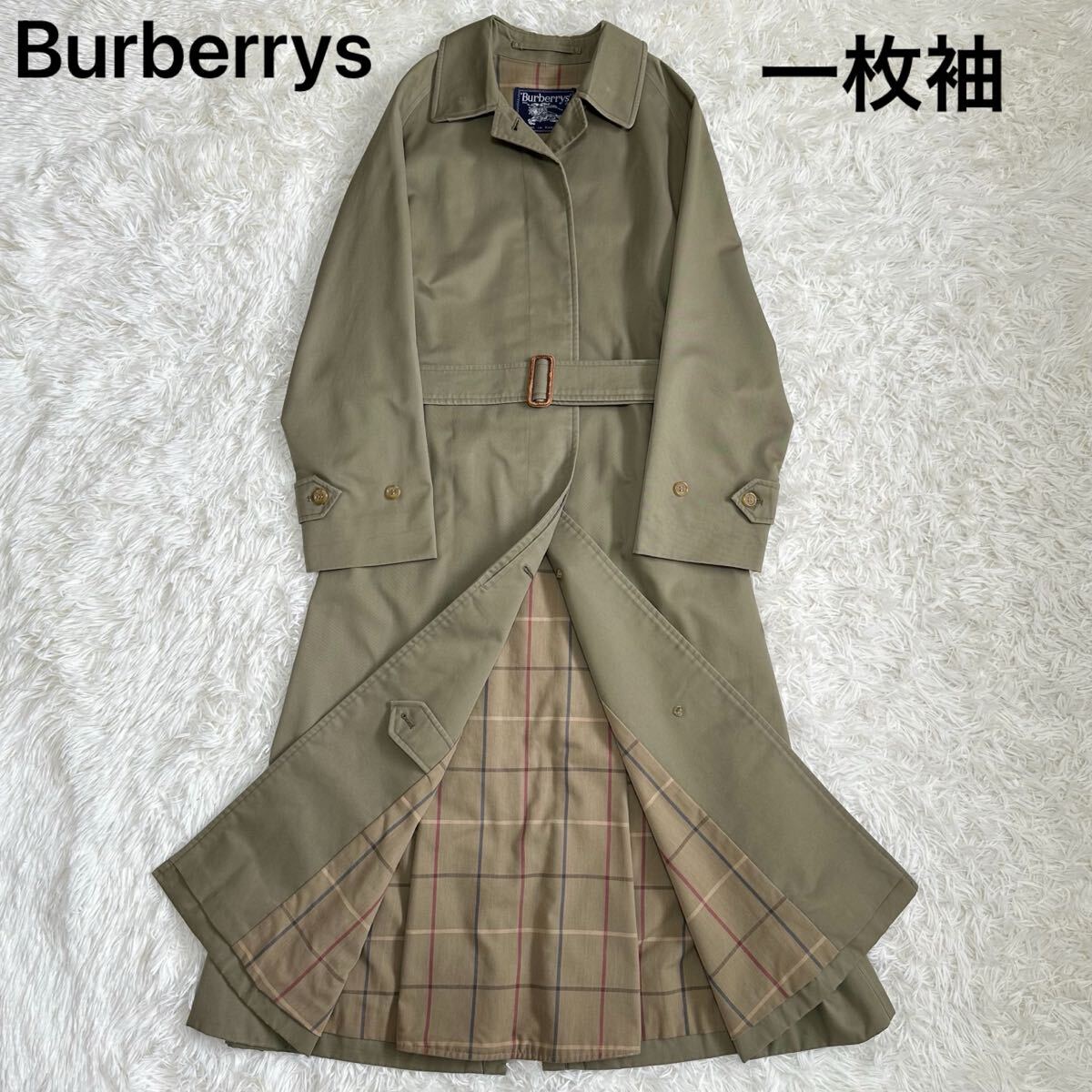 1円〜【一枚袖】Burberrys バーバリーズ ステンカラーコート カーキ ノバチェック 希少 英国製 ヴィンテージ ロングコート メンズ M相当拍卖