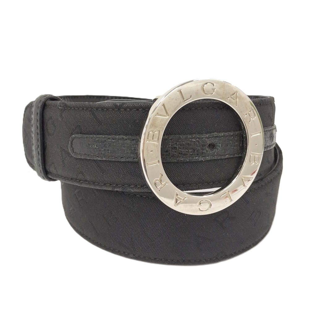 BVLGARI ブルガリブルガリ ロゴマニア ベルト レザー ブラック 表記 105/42拍卖