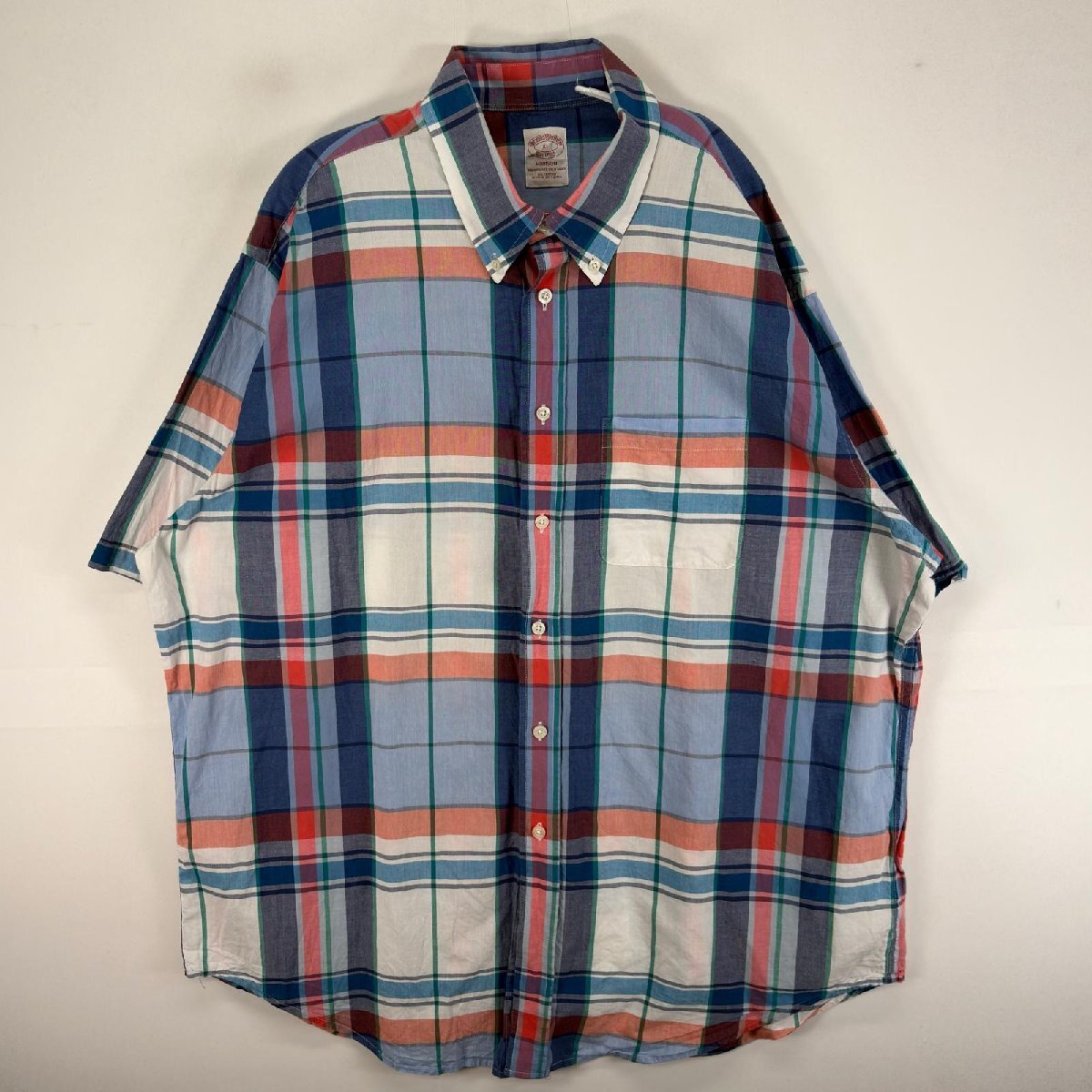 古着 ブルックスブラザーズ Brooks Brothers 半袖シャツ ボタンダウン マルチカラー MADISON XL チェック メンズ拍卖