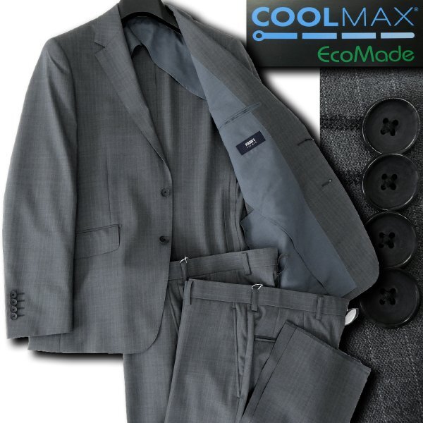 新品 パーソンズフォーメン 春夏 COOLMAX トロピカルウール 2パンツ スーツ A5(M) 灰 【J55644】 PERSON'S FOR MEN メンズ セットアップ拍卖