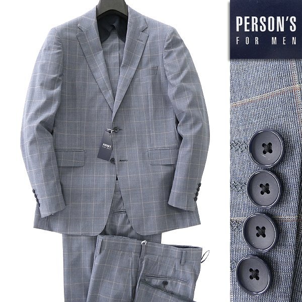 新品 パーソンズフォーメン 春夏 撥水 ストレッチ 2パンツ スーツ A5(M) 薄紺 【J41258】 PERSON'S FOR MEN セットアップ メンズ拍卖