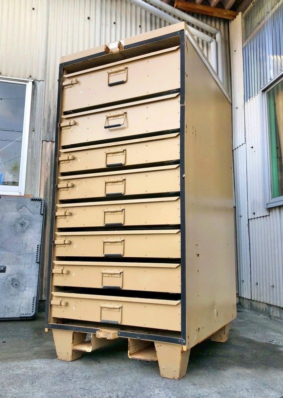 【米軍放出品】BOH キャビネット 引き出し 8段 保管庫 ツールチェスト スチール 収納庫 保管コンテナ ドロワー ☆BC30NM-W#26拍卖