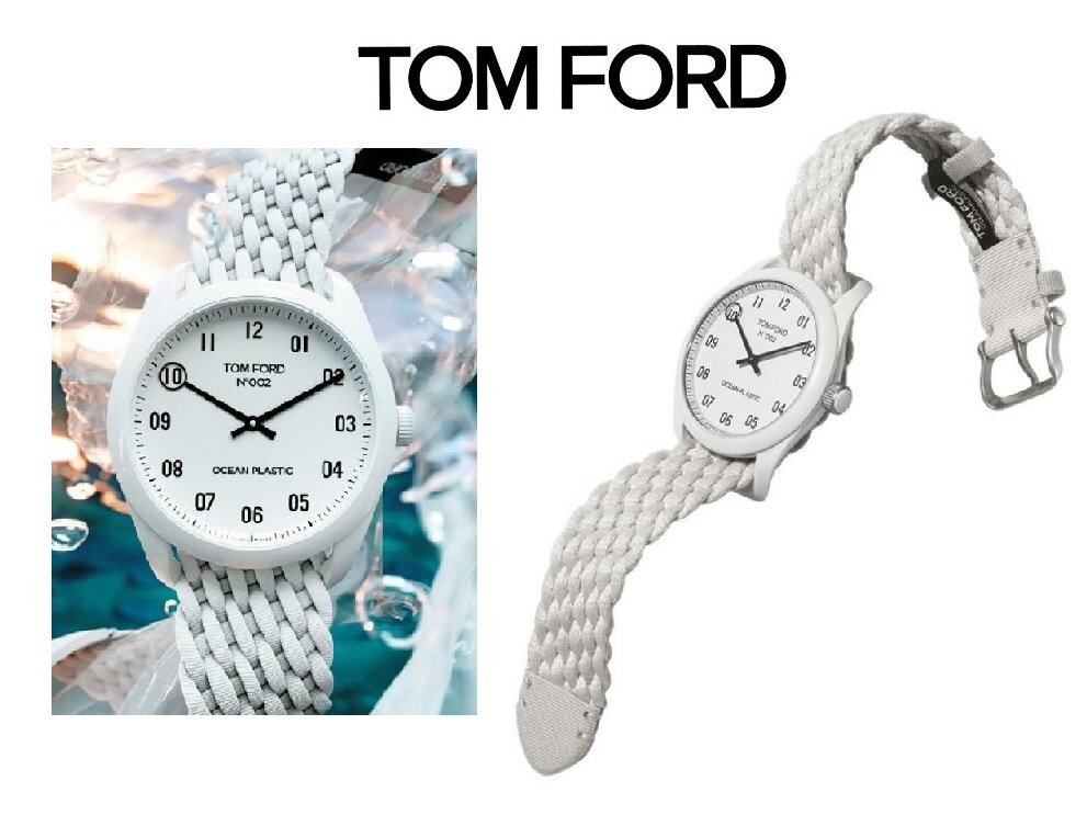 25万新品◆TOMFORD トムフォード 腕時計 OCEAN PLASTIC TIMEPIECE N.002 ホワイトダイヤル テキスタイルメッシュベルト 1円拍卖