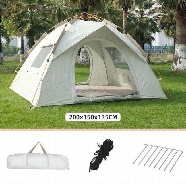 テント ワンタッチテント ワンタッチ式 キャンプ 簡単設営 窓口あり メッシュ付き 防水 防風 UVカット 2~4人用テント拍卖