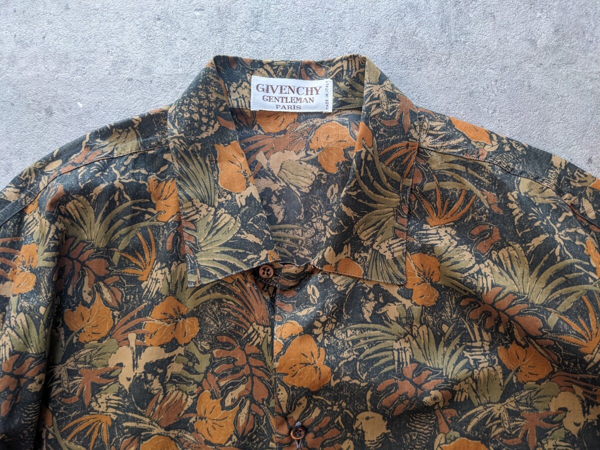 ヴィンテージ GIVENCHY 90s ボタニカル柄 シャツ ジバンシー アーカイブ 初期 総柄 アロハ イタリア製 イギリス フランス 英国拍卖