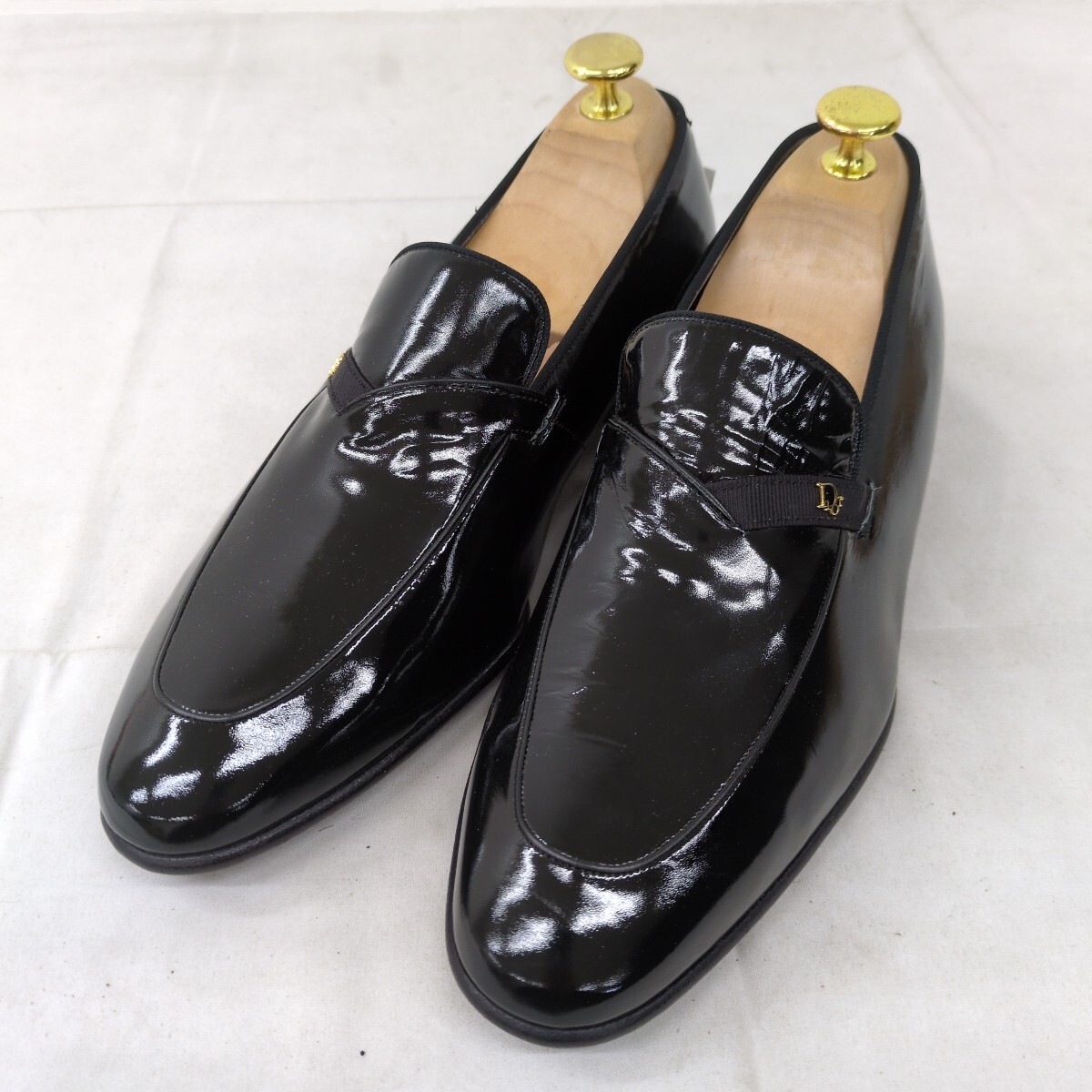 M61▲ Christian Dior クリスチャン・ディオール メンズ サイズ39 ローファー ブラック 靴 シューズ 革靴 本革 エナメル レザーシューズ拍卖