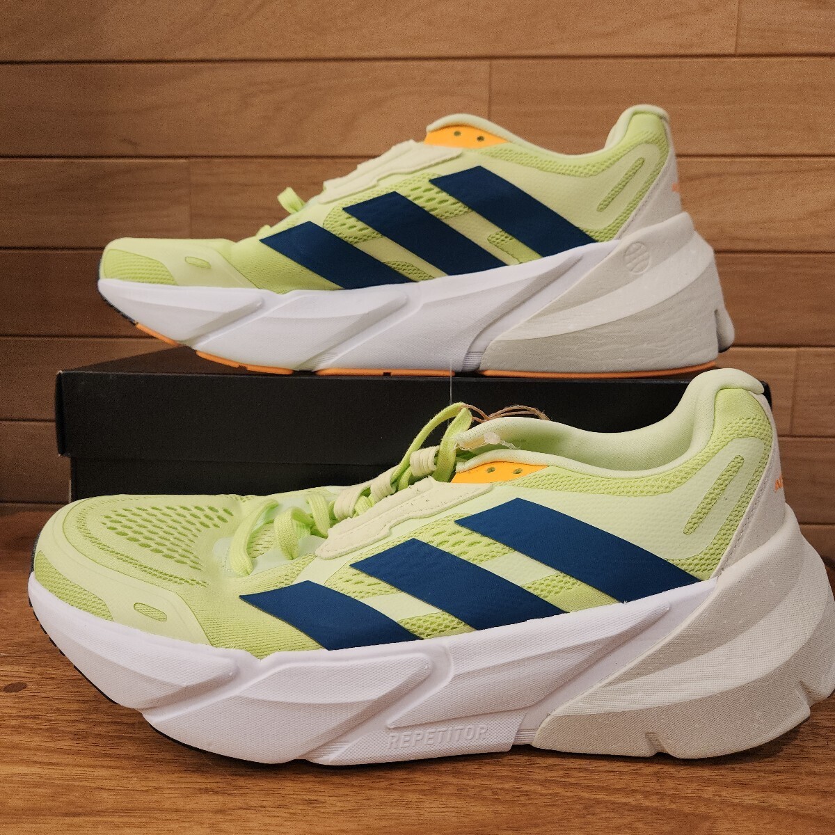 28.5cm 新品正規品 adidas アディダス アディスター GX3014 メンズ ランニングシューズ 2E : イエロー×グレイシュブルー 拍卖