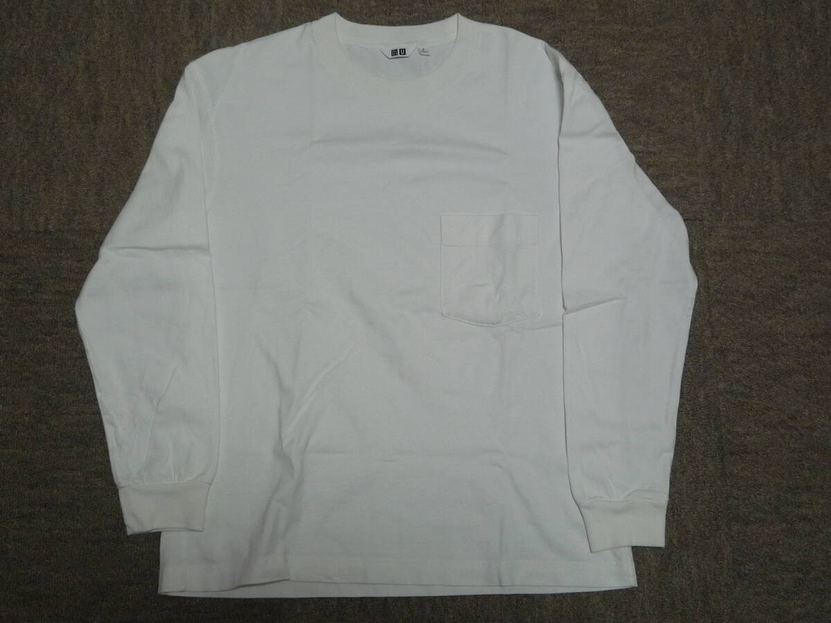 クルーネックTシャツ(長袖)【Uniqlo ユニクロ】本体:綿100% サイズ:M 色:00 White拍卖