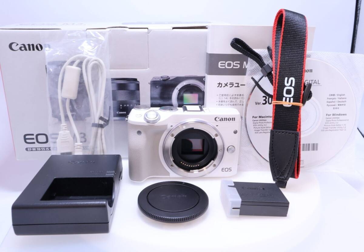 【極美品】Canon EOS M3 ボディ (ホワイト) EOSM3WH-BODY ミラーレス一眼カメラ拍卖
