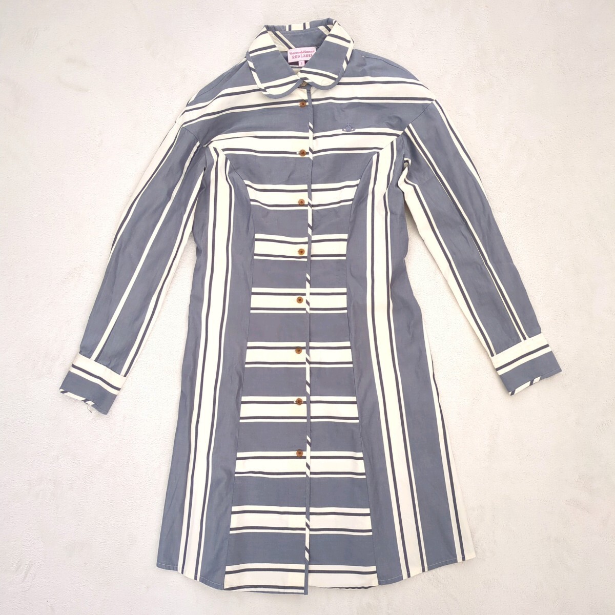 ヴィヴィアン ウエストウッド Vivienne Westwood RED LABEL レッドレーベル 長袖 ビッグカーラー シャツ 刺繍 オーブ ワンピース拍卖