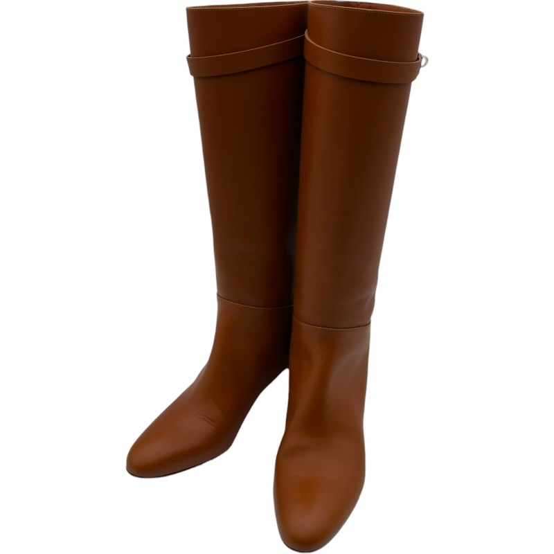 エルメス HERMES ストーリー ケリー金具ロングブーツ キャメル レザー ブーツ レディース 中古拍卖