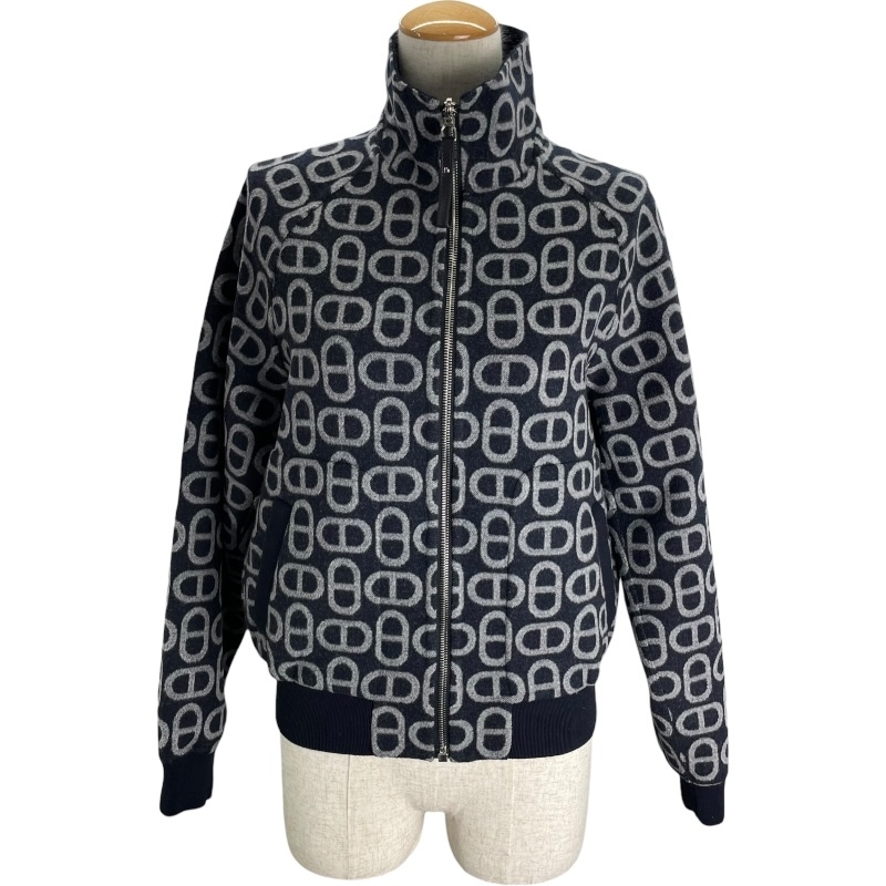 エルメス HERMES シェーヌダンクルリバーシブルブルゾン 4H0141DC ネイビー ウール ブルゾン レディース 中古拍卖