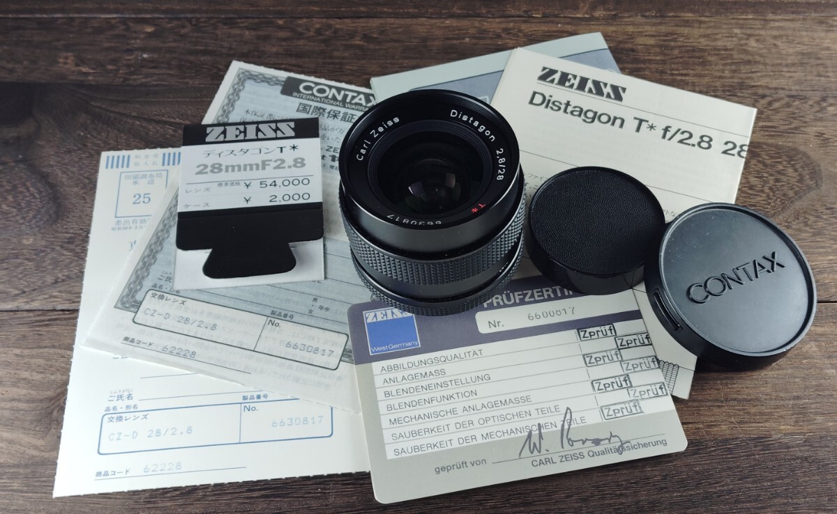 Contax Carl Zeiss Distagon28mmf2,8AEJ検品カード、未記入保証書、愛用者カー、プライスタグ等有り拍卖