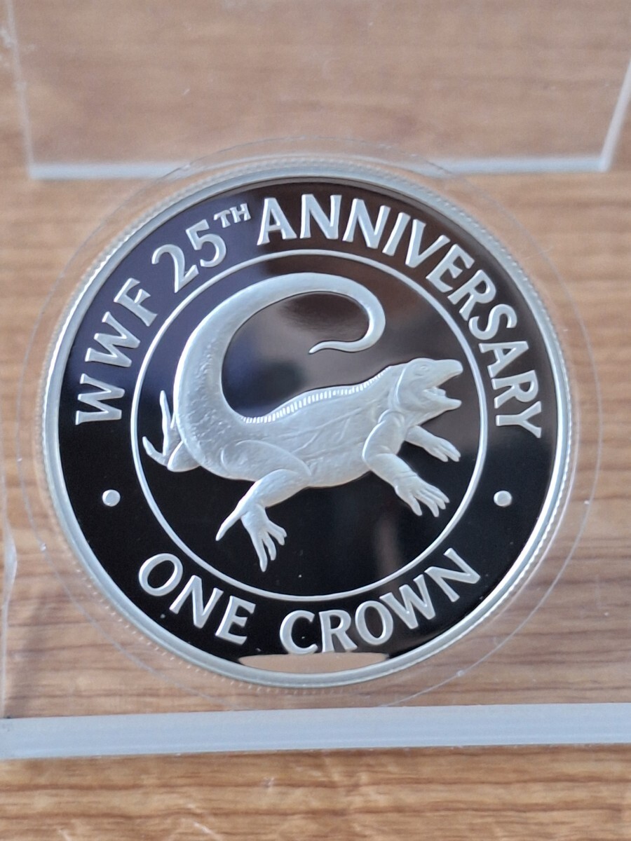 1988年タークスカイコス諸島1クラウンプルーフ銀貨WWF 25周年記念 イグアナ図柄 品位銀925拍卖