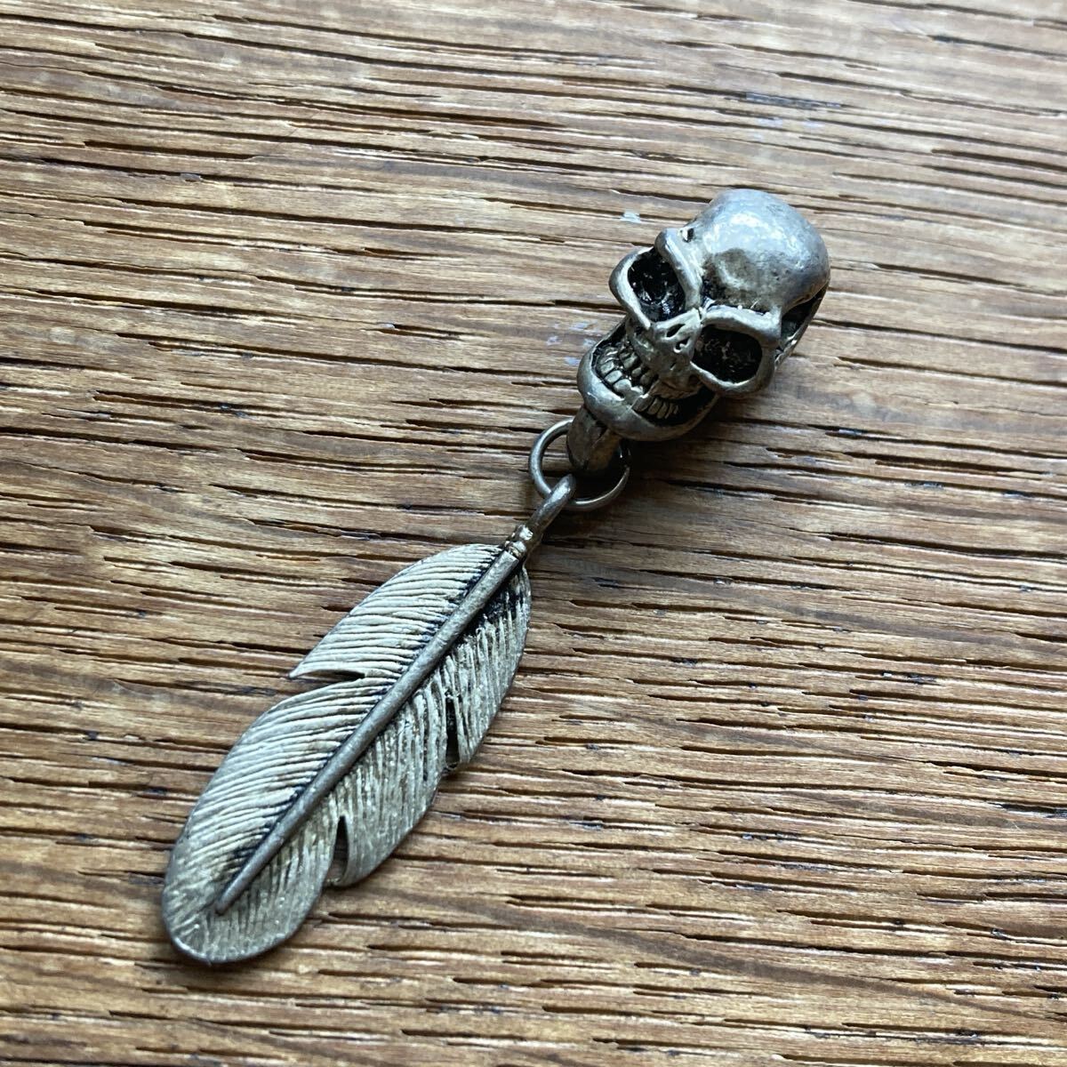 スカル フェザー シルバー925 ペンダントトップ インディアンジュエリー アメリカ雑貨 ガイコツ 髑髏 Silver 925 Skull Feather Pendant 拍卖